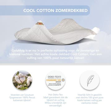 Cool Cotton katoen zomer dekbed, echt koel katoen dun zomers, Wit, Katoen, Nieuw, Deken of Dekbed