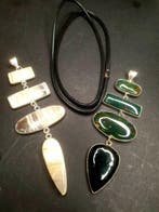 2 stuks Dragonblood-steen en Zebrakalciet visbot-hangers
