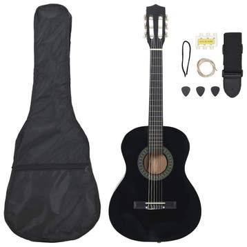 vidaXL 8-delige Gitaarset klassiek beginner 3/4 36 zwart, Muziek en Instrumenten, Verzenden, Nieuw