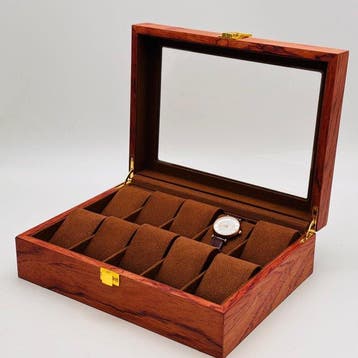 Prestige - Sieradendoos - Vintage houten horlogedoos met