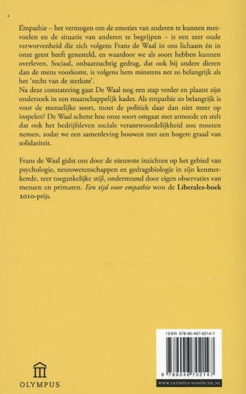 Een tijd voor empathie 9789046702147 Frans de Waal, Boeken, Verzenden, Gelezen, Frans de Waal
