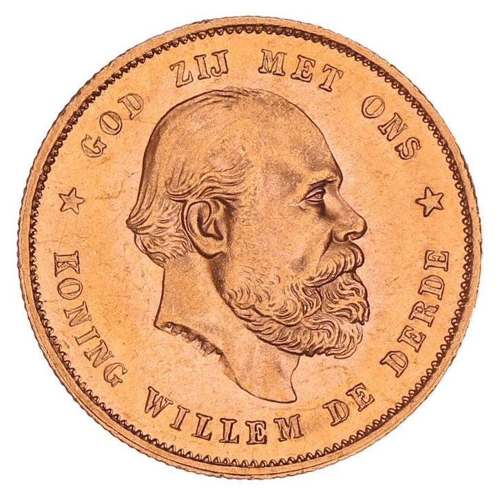 Gouden 10 Gulden 1877 Willem III Pr+, Postzegels en Munten, Munten | Nederland, Verzenden