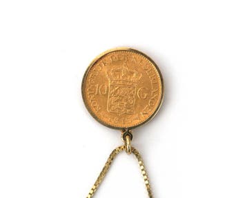 10 gulden Wilhelmina munthanger aan 14 krt. gouden collier, Gebruikt