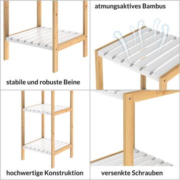 Sokkel Bamboe Wit 110x33x34cm (Badkamer, Interieur), Verzenden, Nieuw