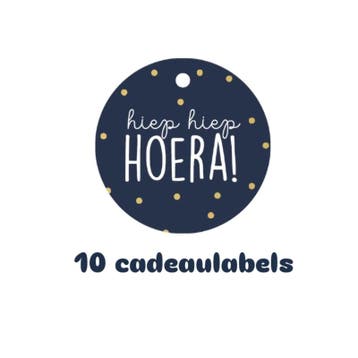 10x Cadeaulabel - hiep hiep hoera - blauw - naam kaartje..., Ophalen of Verzenden, Nieuw