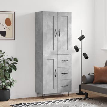 vidaXL buffetkast 69,5x34x180 cm bewerkt hout betongrijs, Minder dan 50 cm, Verzenden, Nieuw, Minder dan 100 cm