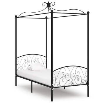 vidaXL Hemelbedframe metaal zwart 100x200 cm, 100 cm, Eenpersoons, Verzenden, Zwart