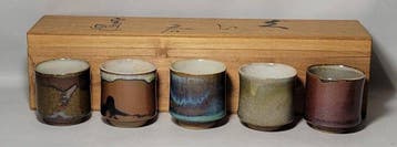 Mikawachi Ware Tamaju Kiln divided glaze (two-glaze) Sake