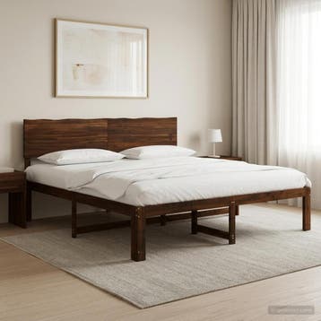 vidaXL Tweepersoonsbed met hoofdeinde ROSTOCK Donkerbruin, Bruin, Verzenden, Hout, Nieuw