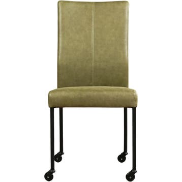 Set van 6 Leren eetkamerstoelen Comfort met wieltjes -, Huis en Inrichting, Stoelen, Ophalen of Verzenden, Nieuw, Leer