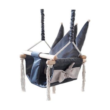 Luxe houten handgemaakte donker grijze babyschommel/, Ophalen of Verzenden, Nieuw