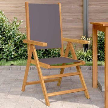Tuinstoel set antraciet | Tweedekansje | OP=OP, Ophalen of Verzenden, Gebruikt, Hout, Verstelbaar