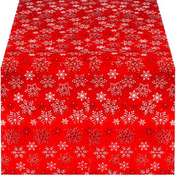 Tafelkleed -Kerst - Sneeuwvlokken- Rood - Polyester - 140 x, Ophalen of Verzenden, Nieuw