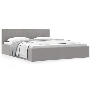 vidaXL Bedframe met hydraulische opslag stof lichtgrijs, Eenpersoons, Verzenden, Nieuw, 80 cm