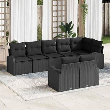 vidaXL Tuin Sofa Set 8 pcs poly rattan, Verzenden, Nieuw, Rotan, 8 zitplaatsen