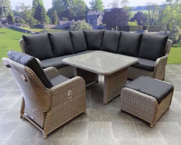 Bilbao hoek dining loungeset 6 delig grijs, Tuin en Terras, Ophalen of Verzenden, Nieuw, Wicker
