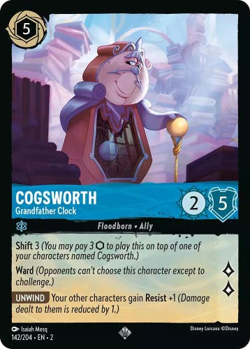 [142/204] - COGSWORTH - Grandfather Clock ENG FOIL [M/NM], Verzamelen, Disney, Verzenden, Nieuw