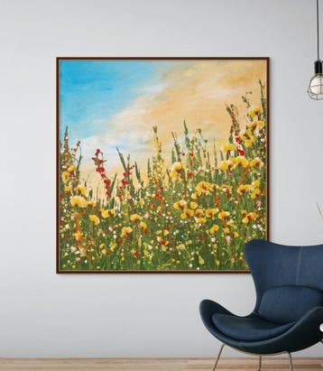 Irina Morisch - joyful time -square abstract floral artwork