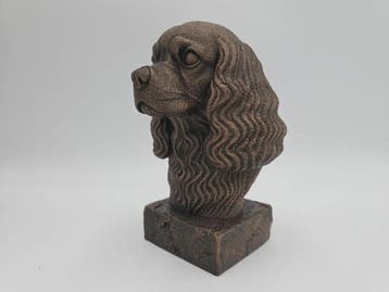 Bust of a Cavalier king dog statue - home decor dog lover ha, Verzenden, Nieuw