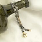 Bicolor gourmetschakel ketting; Choker, Ophalen of Verzenden, Gebruikt, Overige kleuren, Goud