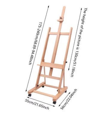 Verstelbare H-Frame Schilderezel van Beukenhout met Wielen, Hobby en Vrije tijd, Schilderen, Verzenden, Nieuw