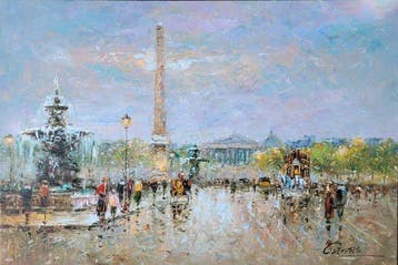 Christof Vevers (1962) - Paris - Place De La Concorde (XL, Antiek en Kunst, Kunst | Schilderijen | Klassiek