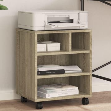 vidaXL Printerkastje met wielen 41x32x48 cm sonoma, Verzenden, Nieuw