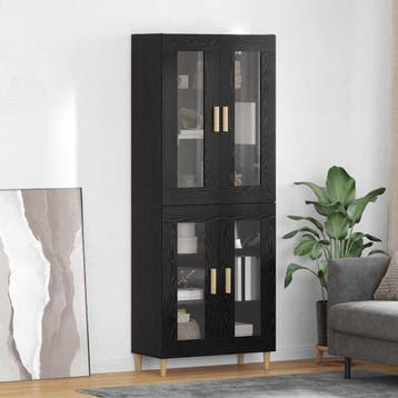 vidaXL buffetkast Zwart Eiken 69,5 x 34 x 180 cm Bewerkt, Minder dan 50 cm, Verzenden, Nieuw, Minder dan 100 cm