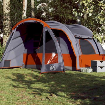 vidaXL Kampeertent 6-persoons waterdicht grijs, Caravans en Kamperen, Verzenden, Nieuw, Tot en met 2
