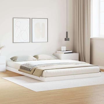 vidaXL Vloerbedframe Wit 160 x 220 cm Massief grenenhout, Verzenden, Nieuw, Wit, Hout