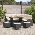 vidaXL Tuin Sofa Set met kussen met opslag 9 pcs Zwart en, Verzenden, Nieuw, Rotan, Meer dan 8 zitplaatsen