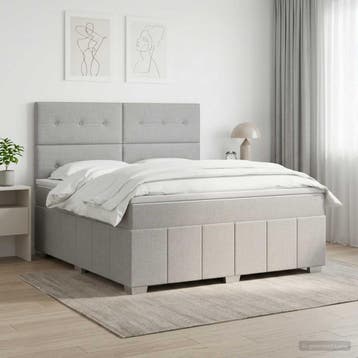 vidaXL Boxspringbed met matras Lichtgrijs 140 x 190 cm Stof, Verzenden, Nieuw, Tweepersoons
