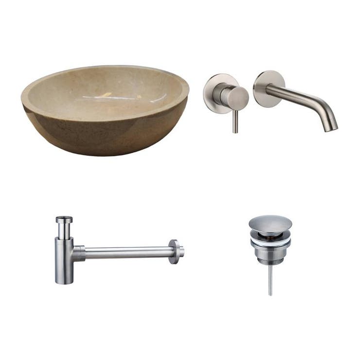 Sani Royal Natuurstenen Waskomset Beige Marmer, Doe-het-zelf en Verbouw, Sanitair