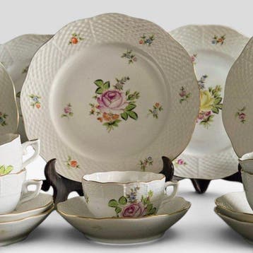 Herend - Theeservies (15) - Porselein - Herend mandpatroon