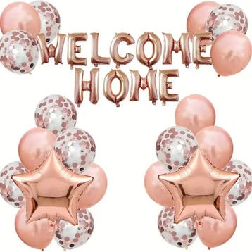 Luxe ballonset Welcome Home rosé goud, Hobby en Vrije tijd, Verzenden, Nieuw, Versiering, Overige