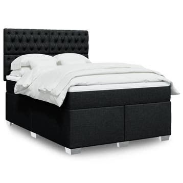 vidaXL Boxspring met matras stof zwart 160x200 cm, Huis en Inrichting, Slaapkamer | Bedden, Verzenden, Zwart, 200 cm, Stof