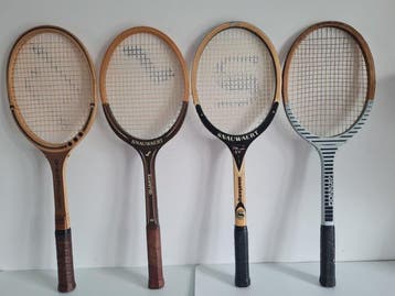 4 vintage houten tennisrackets : Rucanor - Snauwaert -, Nieuw