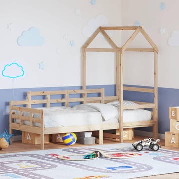 vidaXL Slaapbank met huisje 80x200 cm massief grenenhout, Eenpersoons, Bruin, Verzenden, Nieuw