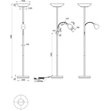 LED Vloerlamp - Trion Germin - E27 Fitting - Rond - Mat, Ophalen of Verzenden, Nieuw, Metaal