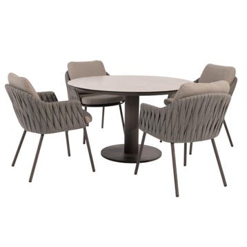 Sarah Cannes dining tuinset 120xH75 cm rond 5 delig, Ophalen of Verzenden, Nieuw