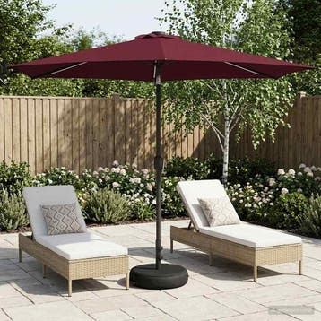 vidaXL Tuinparasol met LED-lampen en voet 300 x 300 cm, Verzenden, Nieuw, 2 tot 3 meter