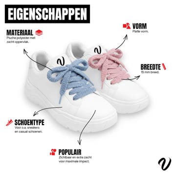 Brede teddy veters - Roze • 120 140  cm x 15 mm, Ophalen of Verzenden, Nieuw