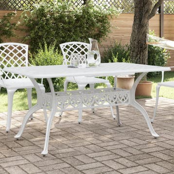 vidaXL Tuintafel 150x90x72 cm gietaluminium wit, Verzenden, Nieuw, Aluminium