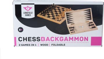 Schaak en Backgammon Opklapbaar | Longfield - Reisspellen, Verzenden, Nieuw