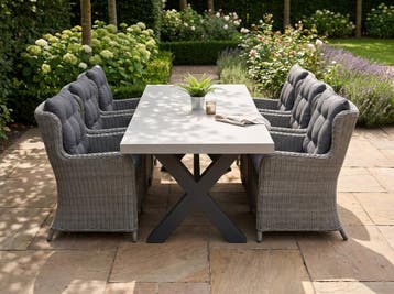 Norwich-Delano Tuinset 6 Personen - Polystone, Gepoedercoat, Tuin en Terras, Verzenden, Nieuw