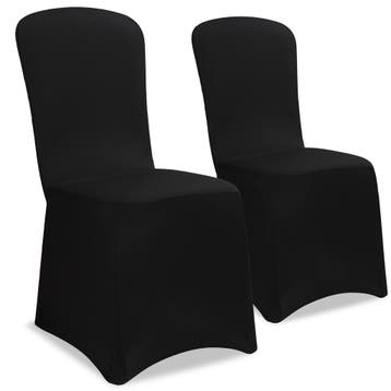 Stoelhoezen Stretch 2 Stuks Zwart (Tafels-Stoelen), Verzenden, Nieuw