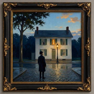 Le Yack - The Return — Bowler Hat at the Lit Window -