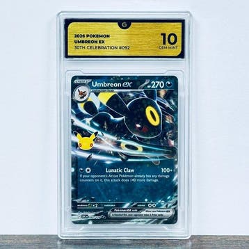 Pokémon Graded card - Umbreon ex 092- 30th Anniversary –, Hobby en Vrije tijd, Nieuw
