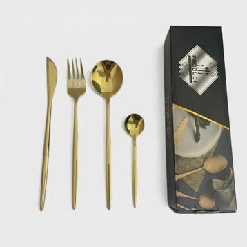 Gouden Bestekset 24 Delig - Luxe Stainless Steel Tafelbestek, Huis en Inrichting, Verzenden, Nieuw