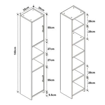 Kolomkast Rautrina 180x35x30 cm eikenkleurig [en.casa], Huis en Inrichting, Kasten | Wandmeubels, Verzenden, Nieuw